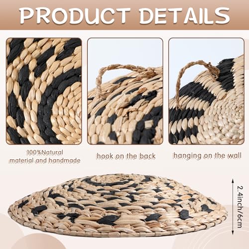 CroBlissful 7 Pcs Boho Wall Baskets Woven Seagrass Round, Classic - style: Classic
