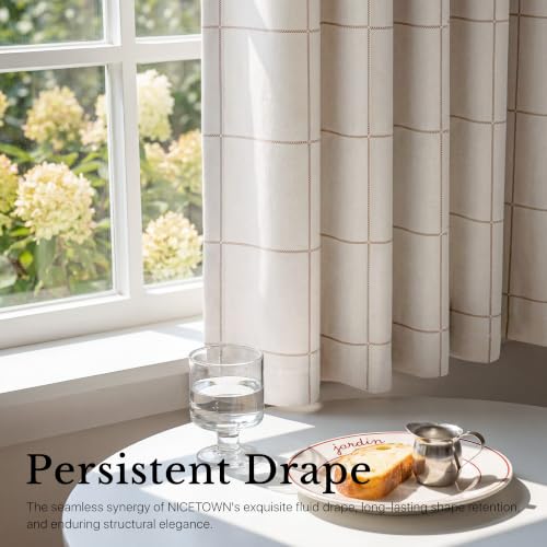 NICETOWN 100% Blackout Taupe Plaid Valances, Taupe, W26xL18, 2 Panels - color: Taupe, size: 26"W x 18"L (Pack of 2)