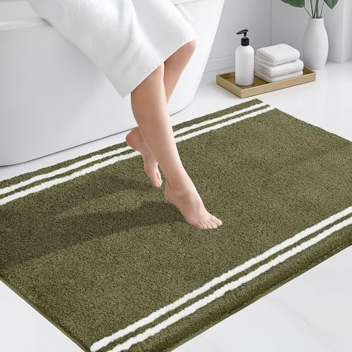 PURRUGS Bathroom Rug, Bath Mat, 30" x 46", Olive Green - color: Olive Green, size: 30" X 46"