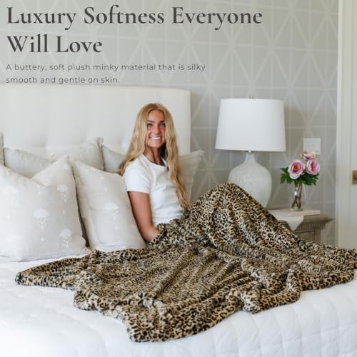 GRACED SOFT LUXURIES Faux Fur Throw Blanket Leopard Soft Cozy XL 60x80 - color: Classic Leopard, size: Extra Large 60" x 80"