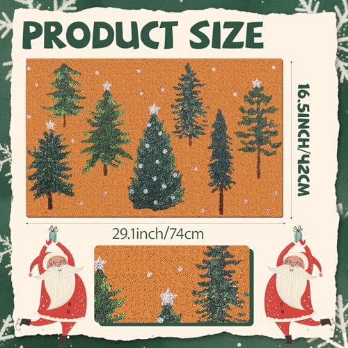 Dunzy Christmas Doormat Outdoor Snowy Forest Welcome Faux Coir Non-Slip Mat - style: Green Christmas Tree