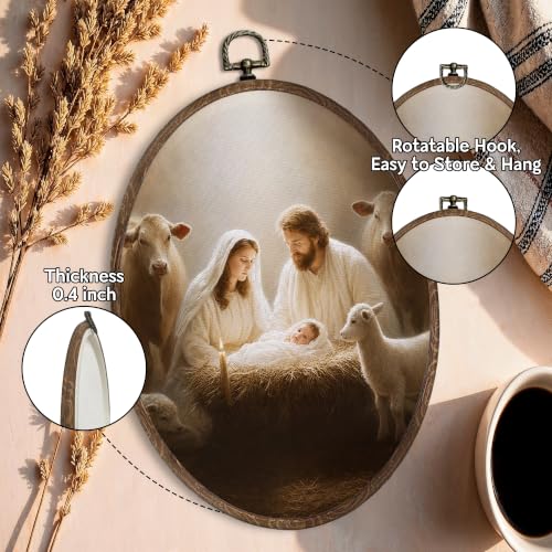 FLAWAFLOMA Jesus Birth Christmas Oval Canvas Wall Art Decor 8.6x11.4 Inch - color: Christmas-24