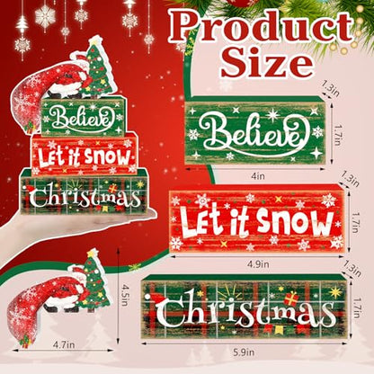Britimes Christmas Tiered Tray Decor Set, 4 Pack, Wooden Table Sign, Santa - style: Santa Christmas Tree
