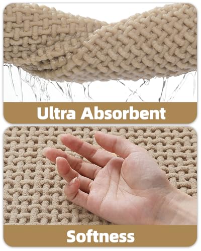 Color&Geometry Beige 24x16 Waffle Bath Mat, Rubber Non Slip Bathroom Rug - color: Beige, size: 16" × 24" (Small)