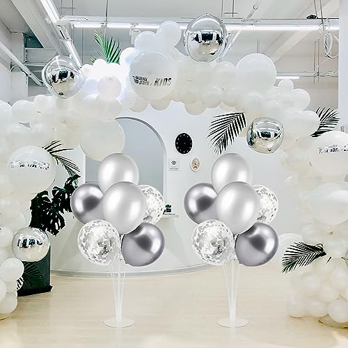 ZJDHPTY 4Set Silver Balloon Stand Table Centerpieces Party Decor - color: Silver Gray 4