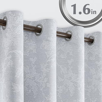 FMFUNCTEX Grey Floral Jacquard Blackout Curtains, 52X90 Inches, 2 Panels - color: Grey, size: 52"W x 90"L (Pack of 2)