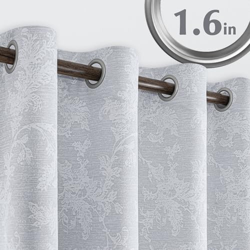 FMFUNCTEX Grey Floral Jacquard Blackout Curtains, 52X96 Inches, 2 Panels - color: Grey, size: 52"W x 96"L (Pack of 2)