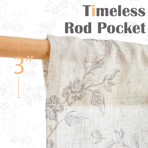 jinchan Floral Linen Kitchen Tier Curtains, 24 Inch, 2 Panels, Gray - color: Alisa Gray, size: 26"W x 24"L (Pack of 2)