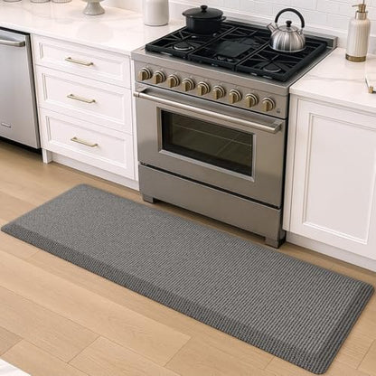 DEXI Anti Fatigue Kitchen Mat Cushioned, 20x60 Waterproof Runner Rug, Grey - color: Grey, size: 60"L x 20"W x 0.9"Th