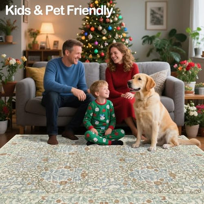 5x7 Washable Area Rugs for Living Room Soft Carpet (Beige Blue) - color: Beige Blue, size: 5' x 7' (Rectangular)