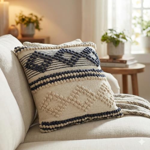 TreeWool 100% Cotton Woven Throw Pillow Cover (Pack of 1, 18" x 18", Gray) - color: Grey