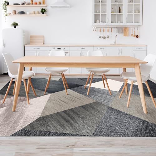HOMFINE Washable Modern Area Rug - Geometry Style 4x6 Rugs for Living Room, Bedroom, Machine Washable Rug Soft Non Slip Non Shedding Area Rug - Green, 4'x6' - color: Green, size: 4'x 6'(Rectangular)