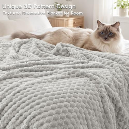 PHF Soft Cozy Fleece Blanket King, 340GSM Lightweight Warmth, Light Grey - color: Light Grey, size: King(108"x90")