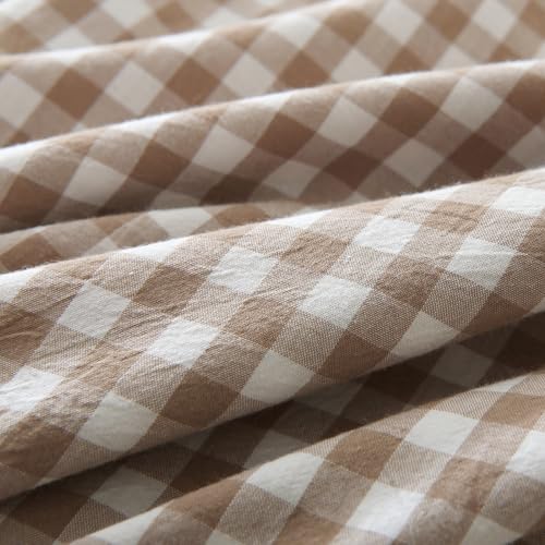 Silnuo Taupe/White Plaid Gingham Ruffled Body Pillow Cover 20"x54" - color: Taupe Plaid, size: Body Pillow (20" x 54") - 1 Piece