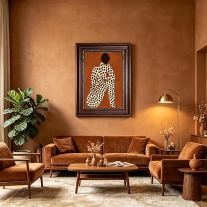 Dark Brown Framed African American Woman Canvas Wall Art 12x16 in - color: Polka Dot African Girl, size: 16"L x 12"W