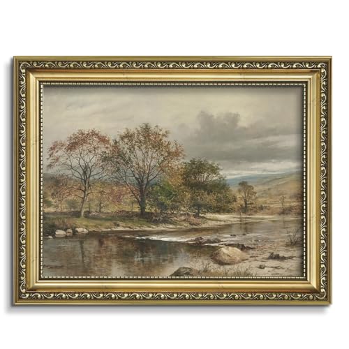 AIMAILON Sanskrit Gold Frame Autumn Tree Pattern, Retro Plant Art 8x10 - color: Golden Autumn Landscape, size: 10"L x 8"W