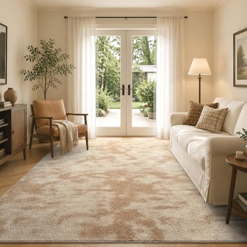 6x9 Large Tie-dye Beige Area Rug Washable Non-Slip for Living Room Bedroom - color: 01 Tie-dye Beige, size: 6' x 9' (Rectangular)