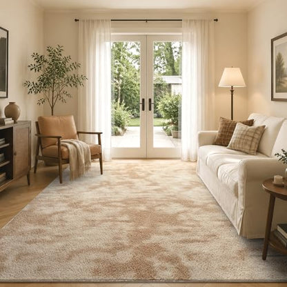 6x9 Large Tie-dye Beige Area Rug Washable Non-Slip for Living Room Bedroom - color: 01 Tie-dye Beige, size: 6' x 9' (Rectangular)