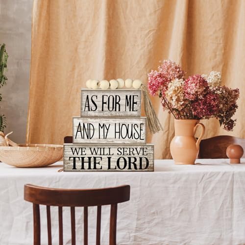 Yuntau 4 Pcs Farmhouse Christian Table Decor Stacked Wooden Block Sign - style: Bible Verse