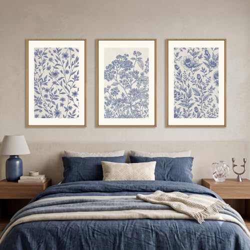 DRACIT Classic Chinoiserie Flower Framed Canvas Wall Art Set-16"x24"x3 - color: Classic Chinoiserie Flower Wall Art, size: 16"L x 24"W
