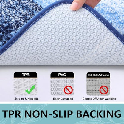 Arotive Microfiber Bathroom Rugs, Shaggy Soft Absorbent Bath Rug, 44x24 - color: Blue, size: 44" X 24"