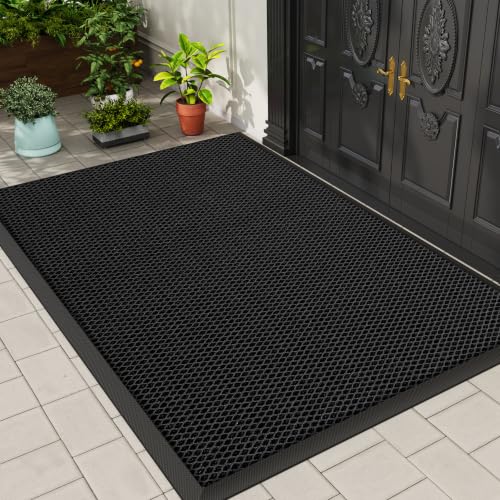 Front Door Mat Outside Entrance Entry Welcome Mat 36"x60" Black Large 3x5ft - color: Black, size: 36"x60"