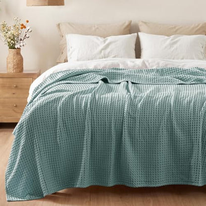 Exclusivo Mezcla 100% Cotton Blanket Twin Size for Bed, Dusty Mint - color: Dusty Mint, size: Twin (60" x 80")