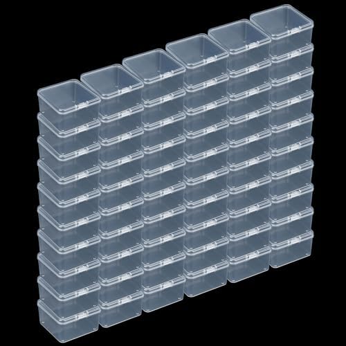 LJY 60 Clear Square Plastic Boxes, 2.5 x 2.5 x 1.4 in for Coins - color: Transparent, size: Single Size (2.5 x 2.5 x 1.4 inch)