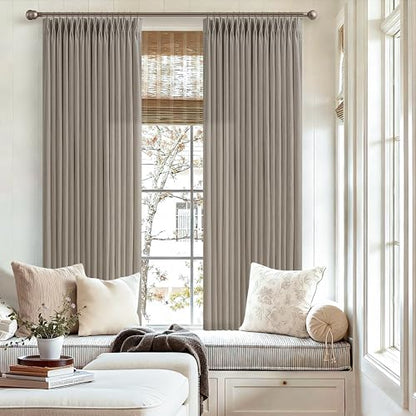 Burlywood Semi Sheer Burlap Pinch Pleated Curtains 72 Inches Long 2 Panels - color: Burlywood Birch, size: 50"W x 72"L (Pack of 2)