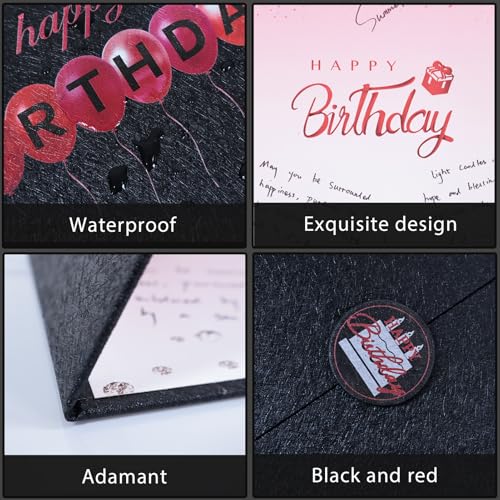 Crenics Red and Black Birthday Guest Sign in Book Alternative 18" x 12" - color: Black and Red