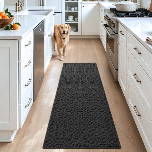 DEXI Hallway Runner Rug Non Slip, 2x6 Washable Runners Carpet, Dark Grey - color: Dark Grey, size: 24" X 72" (Runner)