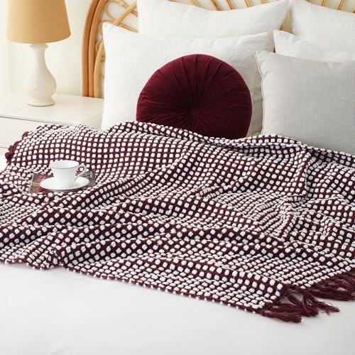 Battilo Throw Blanket for Couch, Red Textured Dot Throw Blankets, 50"x60" - color: Red Dot, size: 50"x60"