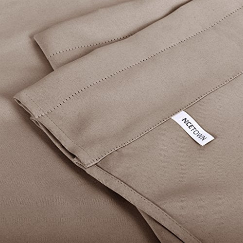 NICETOWN 2 Panels Cappuccino Kitchen Valances for Windows, 42W x 18L - color: Cappuccino, size: 42"W x 18"L (Pack of 2)