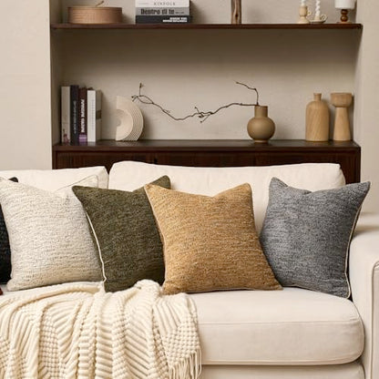 Yangest Chenille Pillow Cover 20 x 20 Inches, Thick Textured Square Throw Pillow Cover Farmhouse Modern Soft Accent Couch Neutral Pillow Cover for Living Room Bedroom, Gray - color: Grey, size: 20" x 20" (Pack of 1)