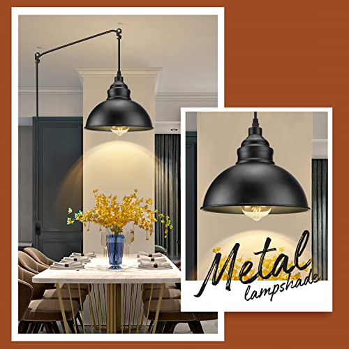 Plug in Pendant Light, 15FT Hanging Lights with Plug in Cord - color: Black