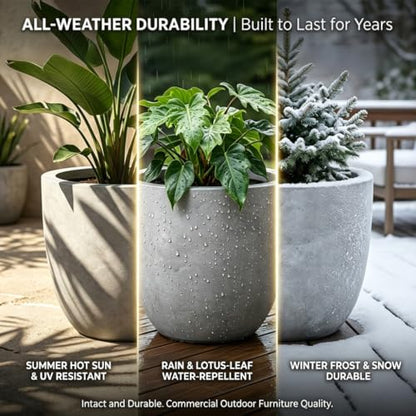 Kante Pale Gray Concrete Planter 10" Dia All-Weather Round Small Pot - color: Concrete Gray, size: 10-Inch Dia