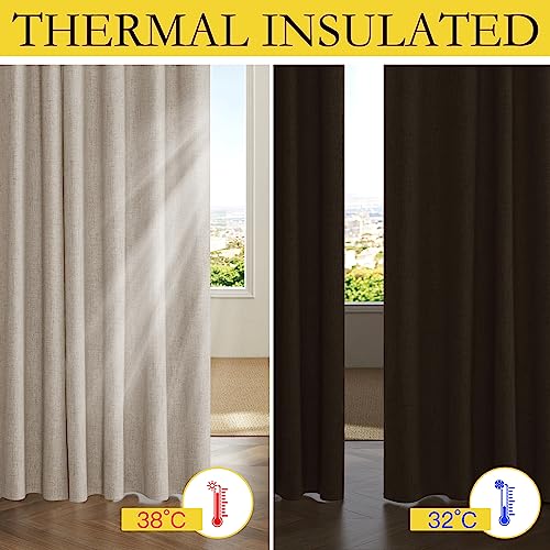 NICETOWN 100% Blackout Linen Curtains 95 inches Long 2 Panels, Natural - color: Natural, size: 52"W x 95"L (Pack of 2)