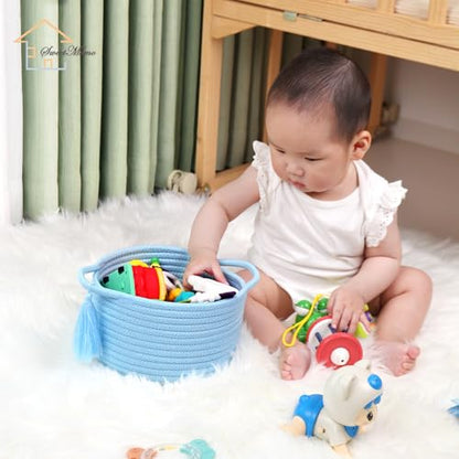 Small Gift Basket Empty to Fill, 2 Pack, Mini Woven Basket, Light Blue - color: Light Blue, size: 2 Pack