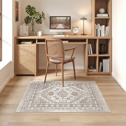 befbee 2x3 Washable Rugs, Entryway Non Slip Stain Resistant Brown Rug - color: Brown/Beige, size: 2' x 3' (Rectangular)