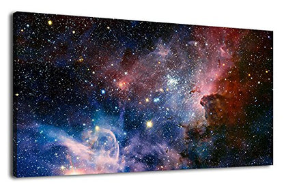 Outer Space Framed Canvas Wall Art Galaxy Nebula Starry Prints, 24"x48" - color: Dark Red Universe, size: 48"L x 24"W