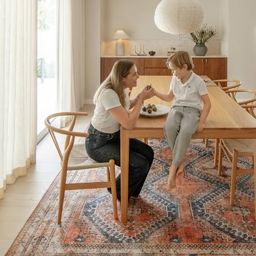 Knot Tangelo 3' x 10' Orange & Blue Runner Rug - Persian-Inspired Design - size: 3' x 10' (Rectangular)