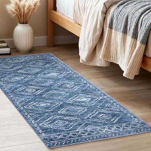 KILOCOCO Washable Runner Rug 2x5 ft Hallway Runners, Stonewashed Blue - color: Stonewashed Blue, size: 2' x 5' (Runner)