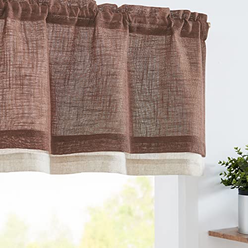 jinchan Kitchen Valance Curtain Double Layers, 50x16, 1 Panel, Brown - color: Double Layer | Brown, size: 50"W x 16"L (Pack of 1)