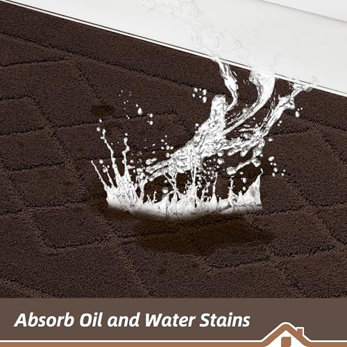 BEQHAUSE Kitchen Rugs Set of 2 Non Slip Runner, 20"x30"+20"x48", Brown - color: Brown, size: 20" X 30" + 20" X 48"