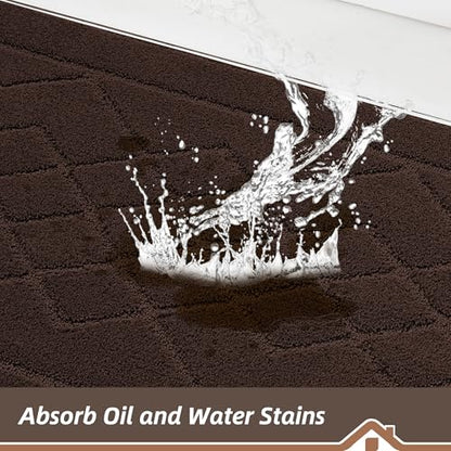 BEQHAUSE Kitchen Rugs Set of 2 Non Slip Runner, 20"x30"+20"x48", Brown - color: Brown, size: 20" X 30" + 20" X 48"