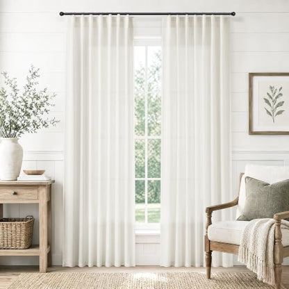 Jowels 천연 리넨 커튼 203.3cm(82인치) 길이 거실용 패널 2개 - color: 천연, size: 50"W x 82"L (Pack of 2)