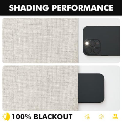 MIULEE 100% Blackout Linen Curtains for Bedroom 42 x 90 Inch Birch 2 Panels - color: Birch, size: 42"W x 90"L (Pack of 2)