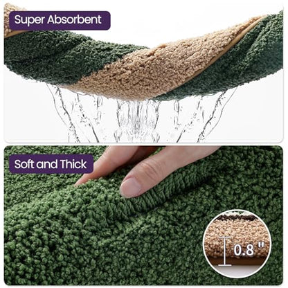 DEXI Bathroom Rugs 24x16, Soft Absorbent Bath Mat, Beige and Green - color: Beige and Green, size: 24" X 16" (Rectangular)