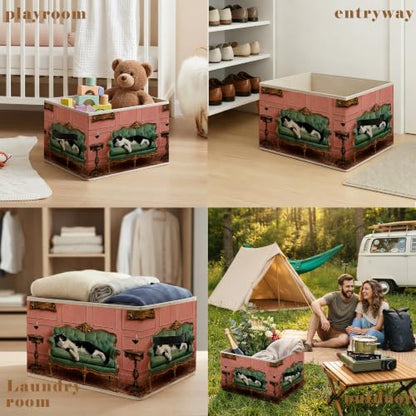 Whimsical Tuxedo Cat Red Wine Storage Basket Organizer - color: Tuxedo Cat