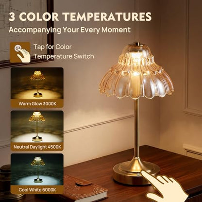 Flower Battery Operated Rechargeable Lamp Cordless, Petal, Amber - color: Amber-Petal